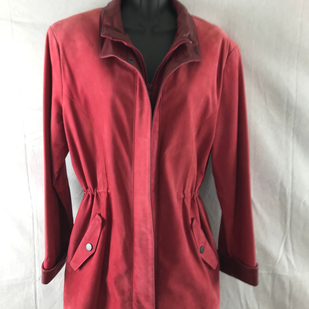 Women's XS Red 100% Soft Leather Jacket Coat